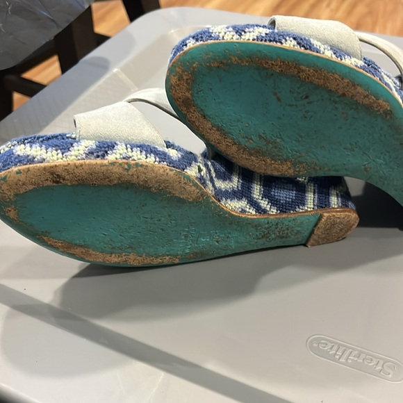 Stubbs & Wootton Platform Heel, Gorgeous blue print - Picture 4 of 4